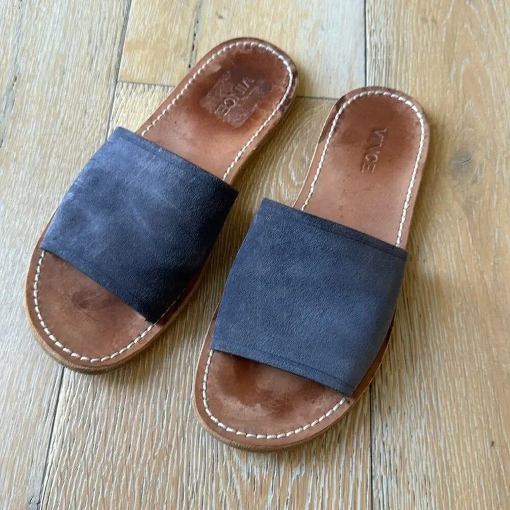 Vince Blue Suede Slide Sandals Size 8.5 Minimalist Quiet Luxury
